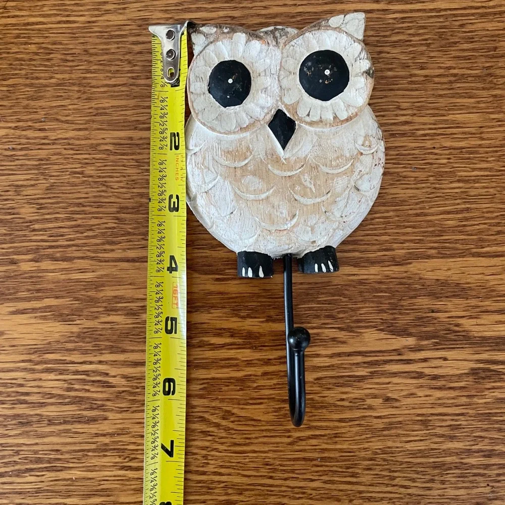 Wooden‎ Owl Shabby Chic Wall Hook Rustic Cottagecore Boho